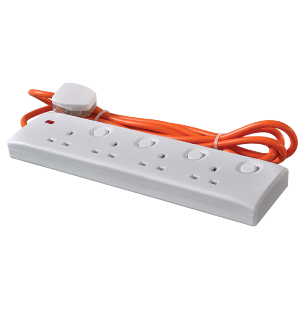 Orange - 4 port Extension Cord - 5M